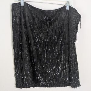 LOFT Fringe Sequin Mini Skirt